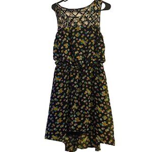 Bisou Bisou Women's Sleeveless Polka Dot w/ Diamond Mesh Neckline Dress Size 10
